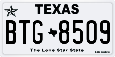 TX license plate BTG8509