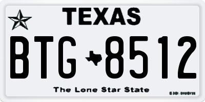 TX license plate BTG8512