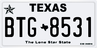 TX license plate BTG8531