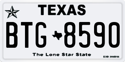TX license plate BTG8590