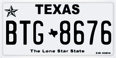 TX license plate BTG8676