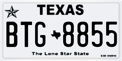 TX license plate BTG8855