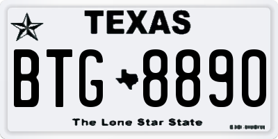 TX license plate BTG8890