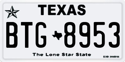 TX license plate BTG8953
