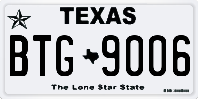 TX license plate BTG9006