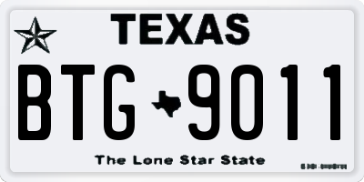 TX license plate BTG9011