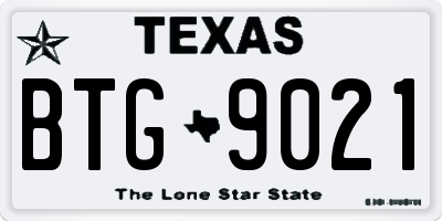 TX license plate BTG9021