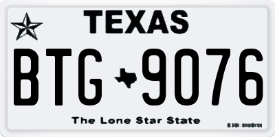 TX license plate BTG9076
