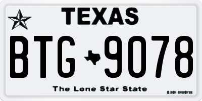 TX license plate BTG9078