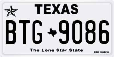 TX license plate BTG9086