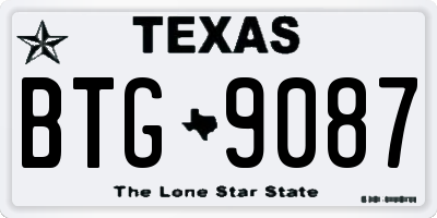 TX license plate BTG9087