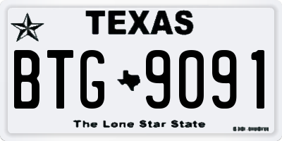 TX license plate BTG9091