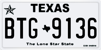 TX license plate BTG9136