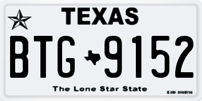TX license plate BTG9152
