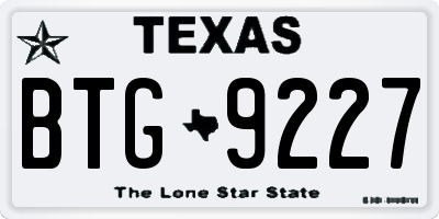 TX license plate BTG9227