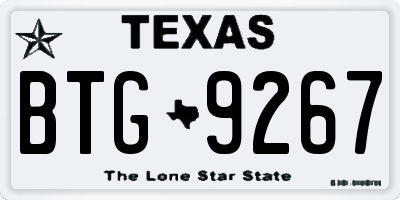 TX license plate BTG9267