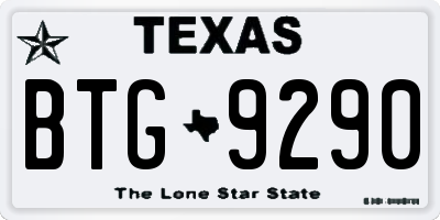 TX license plate BTG9290