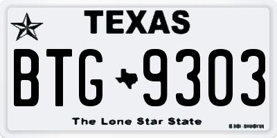 TX license plate BTG9303