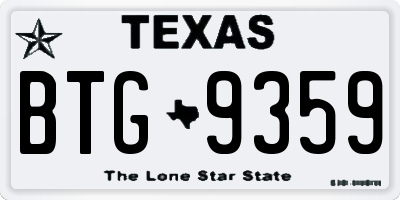 TX license plate BTG9359