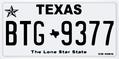 TX license plate BTG9377