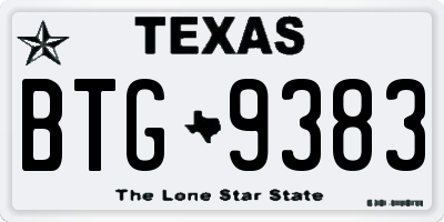 TX license plate BTG9383