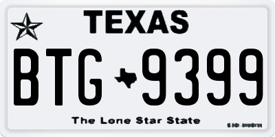 TX license plate BTG9399