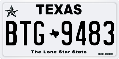 TX license plate BTG9483