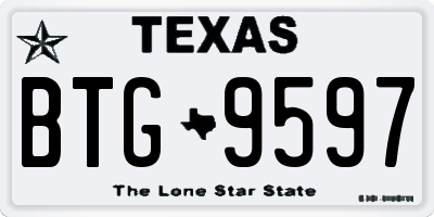 TX license plate BTG9597