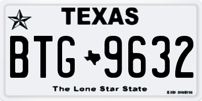 TX license plate BTG9632