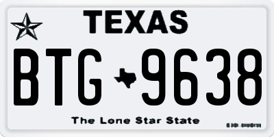 TX license plate BTG9638