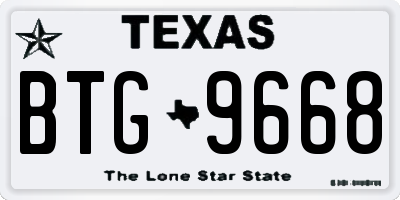 TX license plate BTG9668