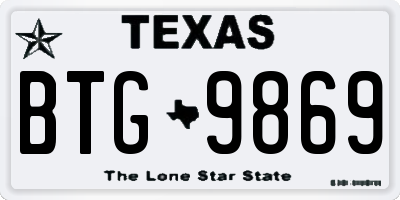 TX license plate BTG9869