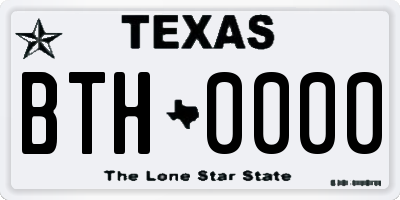 TX license plate BTH0000