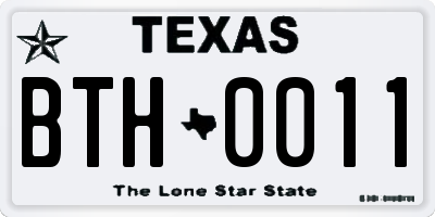 TX license plate BTH0011