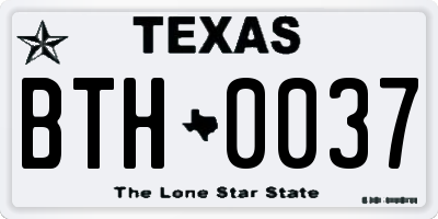 TX license plate BTH0037