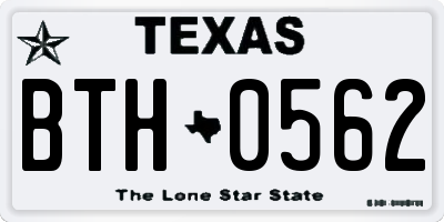 TX license plate BTH0562