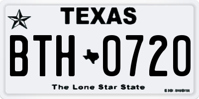 TX license plate BTH0720
