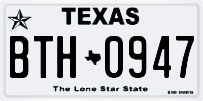 TX license plate BTH0947