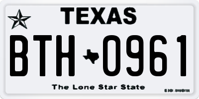 TX license plate BTH0961