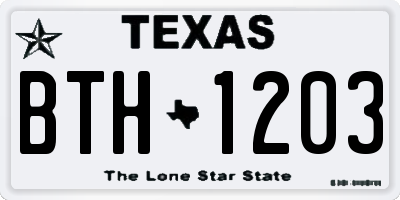 TX license plate BTH1203