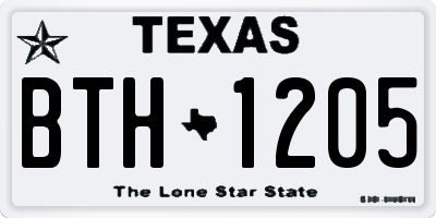 TX license plate BTH1205