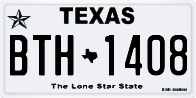 TX license plate BTH1408