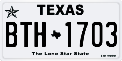 TX license plate BTH1703