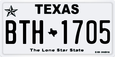 TX license plate BTH1705
