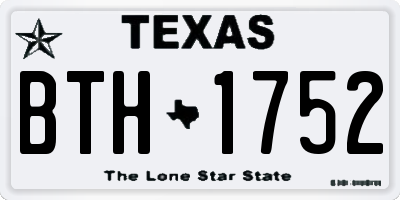 TX license plate BTH1752