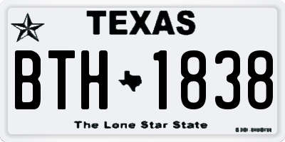 TX license plate BTH1838