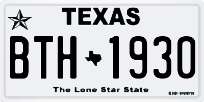 TX license plate BTH1930