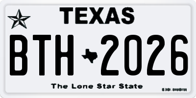 TX license plate BTH2026