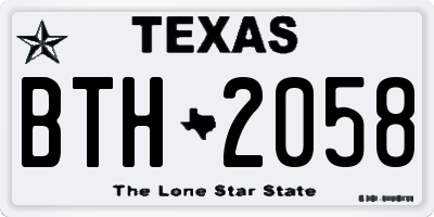 TX license plate BTH2058
