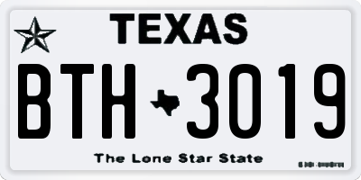 TX license plate BTH3019